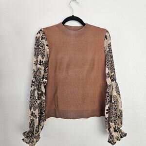Hailey & Co Jacquard Sleeve Sweater- Women's Small- Estimated Retail $40